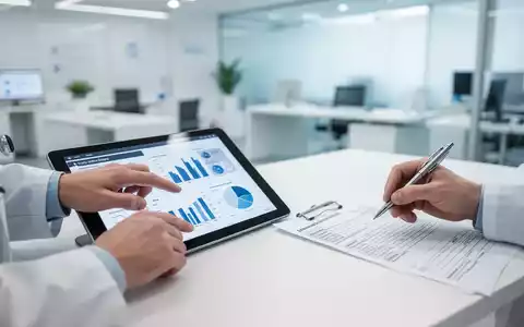 Hände eines medizinischen Fachpersonals, die ein Tablet und Papierdokumente bearbeiten, symbolisieren Effizienz und Digitalisierung in einer Arztpraxis. - Foto: über boerse-global.de