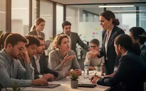Eine Gruppe von Büroangestellten, einige gestresst, andere in einem unterstützenden Gespräch mit einer Führungskraft. - Foto: über boerse-global.de