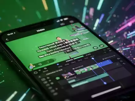 Nahaufnahme eines Smartphone-Bildschirms mit einer Videobearbeitungs-App, Green-Screen-Funktion und mehrsprachigen Untertiteln, symbolisiert Content-Erstellung. - Foto: über boerse-global.de