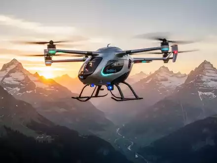 EHang EH216-S eVTOL über den Schweizer Alpen, autonome Luftmobilität im Gebirge. - Foto: über boerse-global.de