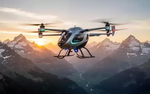 EHang EH216-S eVTOL über den Schweizer Alpen, autonome Luftmobilität im Gebirge. - Foto: über boerse-global.de