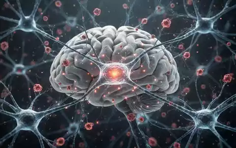 Nahaufnahme von Gehirnzellen und neuronalen Netzwerken, die mit abstrakten Entzündungsmarkern verschmelzen. - Foto: über boerse-global.de