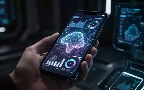 Moderner Smartphone-Bildschirm mit abstrakten, leuchtenden Datenvisualisierungen und KI-Grafiken in einer gedimmten High-Tech-Umgebung. - Foto: über boerse-global.de