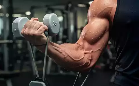 Nahaufnahme eines Arms beim Krafttraining mit einem leichten Gewicht, der Anstrengung und Muskelkontraktion zeigt. - Foto: über boerse-global.de