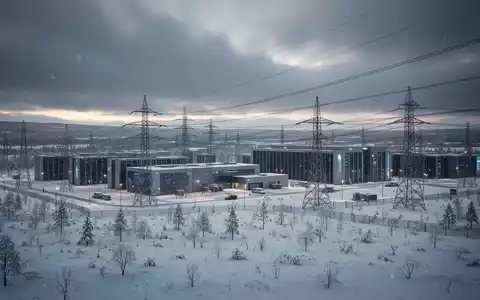 Ein riesiger, moderner Rechenzentrumscampus in einer verschneiten finnischen Landschaft mit mehreren Gebäuden und Stromleitungen. - Foto: über boerse-global.de