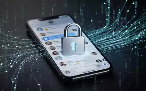 Digitales Vorhängeschloss über Smartphone mit Messaging-App, symbolisiert Sicherheitsbedenken bei Online-Kommunikation. - Foto: über boerse-global.de