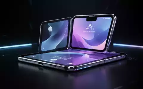 Schlankes, futuristisches Falt-Smartphone, teilweise geöffnet, mit lebendigem Bildschirm vor dunklem High-Tech-Hintergrund. - Foto: über boerse-global.de
