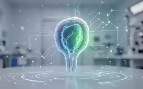 Eine stilisierte, abstrahierte Darstellung einer Prostata, umgeben von leuchtenden digitalen Linien, die neue medizinische Behandlungen und Technologie symbolisieren. - Foto: über boerse-global.de