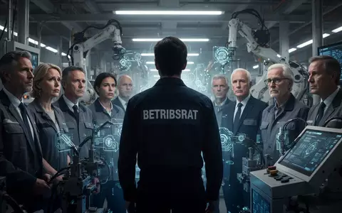 Ein Betriebsrat im Gespräch mit Kollegen und Vorgesetzten in einer modernen Fabrikhalle mit KI-Technologie. - Foto: über boerse-global.de