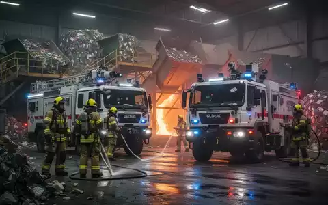 Feuerwehrleute in Schutzausrüstung trainieren mit einem spezialisierten CBRN-Erkundungsfahrzeug in einer Industrieanlage. - Foto: über boerse-global.de