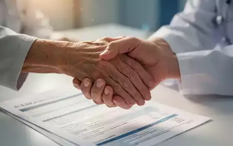 Eine ältere Hand hält sanft eine jüngere Hand, symbolisierend Pflege und Unterstützung bei Demenz, mit angedeuteten finanziellen Unterlagen im Hintergrund. - Foto: über boerse-global.de