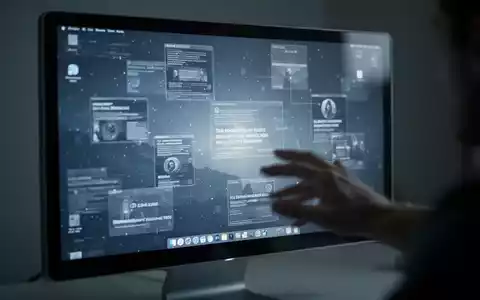 Ein Computermonitor zeigt subtile, versteckte digitale Werbung auf dem Bildschirm, mit einer Hand, die darauf zugreift. - Foto: über boerse-global.de