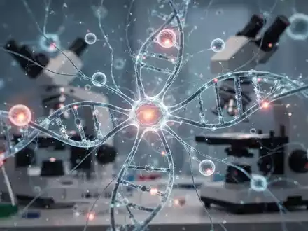 Abstraktes Bild, das medizinische Forschung und Entdeckung darstellt, mit leuchtenden neuronalen Netzen oder DNA-Strängen. - Foto: über boerse-global.de