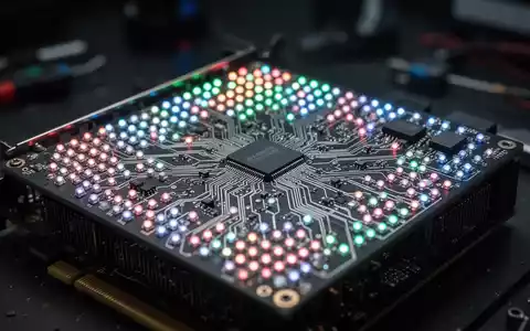 Nahaufnahme einer selbstgebauten Platine mit tausenden kleinen, leuchtenden RGB-LEDs, die eine DIY-GPU darstellt. - Foto: über boerse-global.de