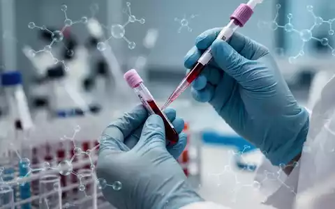 Nahaufnahme von Händen in medizinischen Handschuhen, die ein Blutprobenröhrchen und eine Pipette in einem Labor halten. - Foto: über boerse-global.de