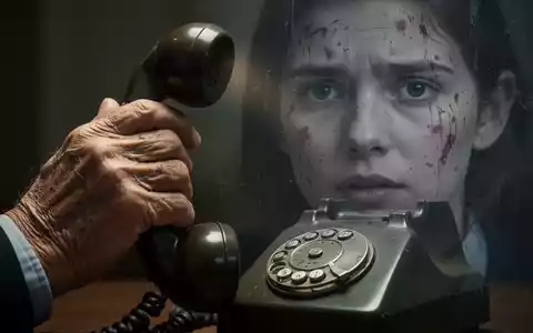 Eine Nahaufnahme einer älteren Hand, die ein klingelndes Vintage-Telefon hält, mit einem verzerrten Gesicht einer jüngeren Person im Telefon spiegelnd. - Foto: über boerse-global.de