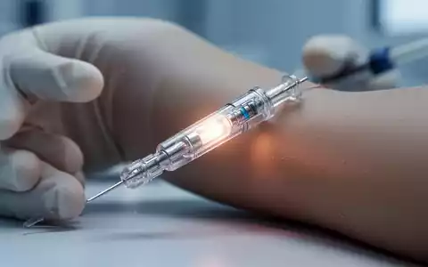 Ein futuristisches, miniaturisiertes medizinisches Implantat mit sanftem Leuchten, das neben einem menschlichen Arm platziert ist. - Foto: über boerse-global.de