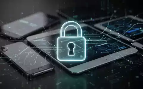 Leuchtendes Vorhängeschloss-Symbol vor verschwommenen Smartphones und Datenströmen, symbolisiert digitale Sicherheit und Privatsphäre. - Foto: über boerse-global.de