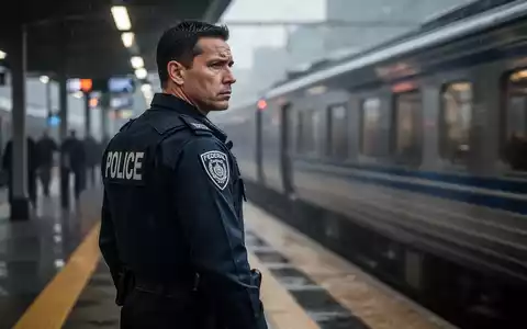 Ein Bundespolizist in Uniform steht auf einem Bahnsteig, blickt auf einen Zug. Die Szene vermittelt Dringlichkeit und Ernsthaftigkeit. - Foto: über boerse-global.de