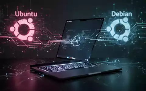 Stilisierter Laptop mit leuchtender Tastatur, verbunden durch abstrakte Datenlinien mit zwei unscharfen Hintergrundelementen, eines verblassend, eines klarer werdend. - Foto: über boerse-global.de