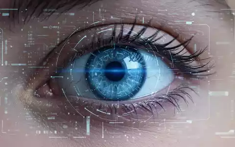 Nahaufnahme eines menschlichen Auges mit digitaler Datenüberlagerung, die KI-gestützte Netzhautanalyse und medizinische Präzision darstellt. - Foto: über boerse-global.de