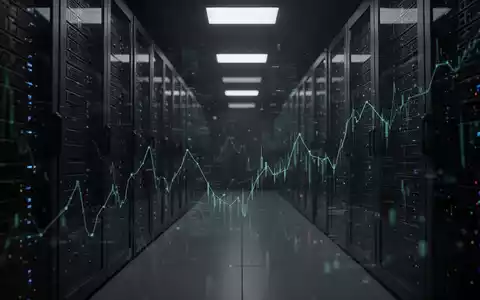 Abstrakte, atmosphärische Darstellung der Datenspeicherbranche mit dunkler Stimmung, die Marktunsicherheit und einen Rückgang symbolisiert. - Foto: über boerse-global.de