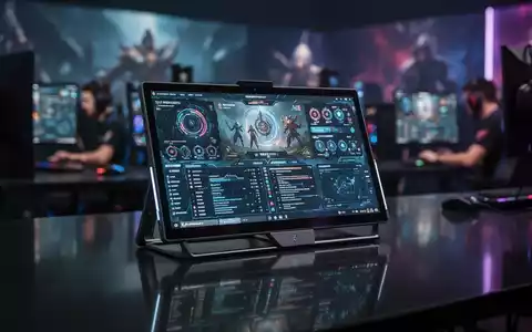 Nahaufnahme eines schlanken, dünnen tragbaren OLED-Monitors mit detaillierten Daten, professioneller, unscharfer Hintergrund. - Foto: über boerse-global.de
