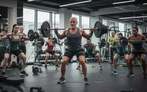 Menschen unterschiedlichen Alters trainieren in einem modernen Fitnessstudio mit Gewichten und Widerstandsbändern. - Foto: über boerse-global.de