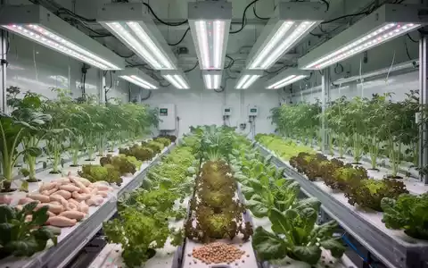 Eine moderne Indoor-Farm mit Pflanzen, die unter künstlichem Licht wachsen, symbolisiert nachhaltige Landwirtschaft und die EU-Proteinstrategie. - Foto: über boerse-global.de