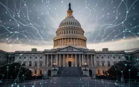 US-Kapitolgebäude mit einem subtilen, stilisierten neuronalen Netzwerk- oder KI-Grafik-Overlay. - Foto: über boerse-global.de