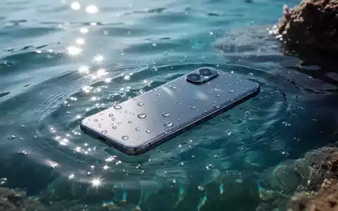 Ein modernes Smartphone, teilweise in klarem blauen Meerwasser versunken, mit Sonnenlicht, das durch das Wasser bricht, und sanften Wellen auf der Oberfläche. - Foto: über boerse-global.de