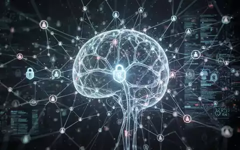 Abstraktes, leuchtendes neuronales Netz mit verbundenen Knoten und Linien, das fortschrittliche KI und Datenverarbeitung symbolisiert. - Foto: über boerse-global.de