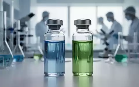 Nahaufnahme zweier medizinischer Fläschchen, die eine Kombinationstherapie darstellen, mit unscharfem Laborhintergrund. - Foto: über boerse-global.de