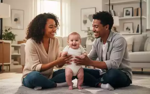 Eine glückliche junge Familie mit Baby in einem hellen Zuhause, die Reformen zum Elterngeld symbolisiert. - Foto: über boerse-global.de