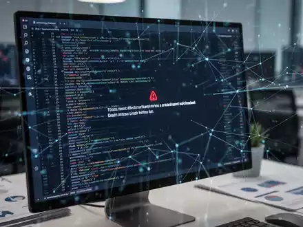 Ein Computermonitor zeigt eine Fehlermeldung mit Code 50007 an, im Hintergrund verschwommen ein moderner Büroraum. - Foto: über boerse-global.de