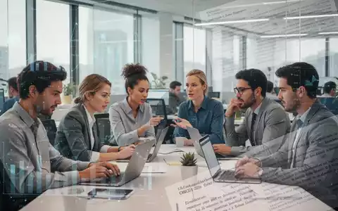 Mitarbeiter in einem modernen Büro, die zusammenarbeiten und diskutieren, mit Elementen, die Reformen und Herausforderungen im Personalwesen symbolisieren. - Foto: über boerse-global.de