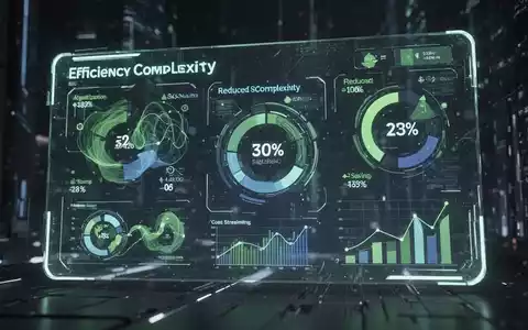 Ein futuristisches digitales Interface mit vereinfachten ESG-Kennzahlen und Datenpunkten, das Effizienz und Datenoptimierung darstellt. - Foto: über boerse-global.de