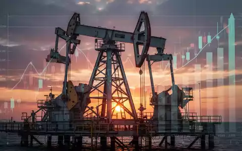 Ölplattform bei Sonnenuntergang mit angedeuteten Finanzdiagrammen im Hintergrund, die Wachstum und Kreditrahmen symbolisieren. - Foto: über boerse-global.de