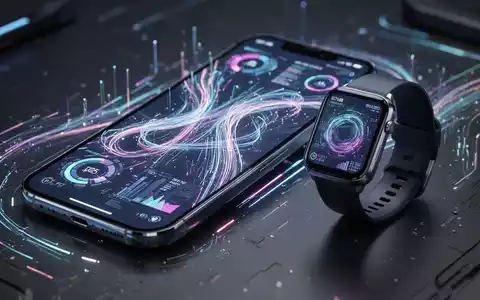 Futuristische Smartphone- und Smartwatch-Bildschirme mit KI-generierten Benutzeroberflächen und leuchtenden Datenströmen, die generative Widgets darstellen. - Foto: über boerse-global.de