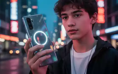 Ein modernes Smartphone mit vertikaler Kamera und Benachrichtigungsringlicht, gehalten von einer jungen Person in urbaner Umgebung. - Foto: über boerse-global.de
