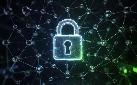 Leuchtendes digitales Vorhängeschloss als Symbol für Cybersicherheit, überlagert mit einem komplexen Netzwerk verbundener Datenknoten. - Foto: über boerse-global.de