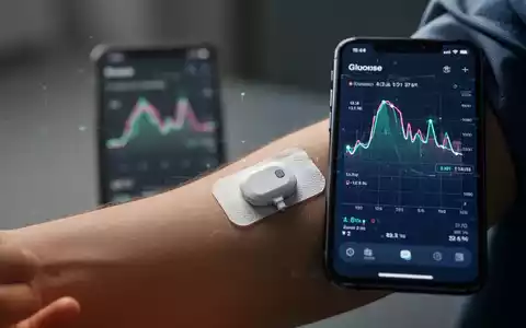 Ein Arm mit einem Glukose-Sensorpflaster und im Hintergrund ein Smartphone-Bildschirm mit Blutzuckerwerten. - Foto: über boerse-global.de