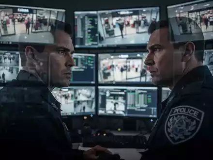 Ein Sicherheitsmitarbeiter beobachtet Überwachungsmonitore in einem Kontrollraum, der Sicherheit und Prävention im Einzelhandel symbolisiert. - Foto: über boerse-global.de