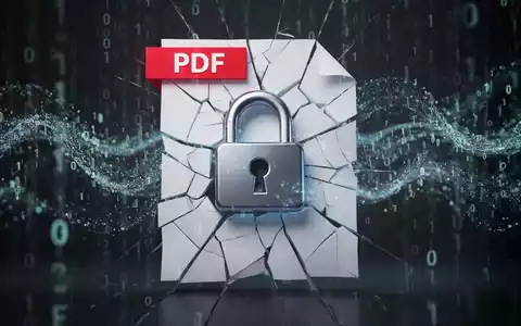 Ein digitales Vorhängeschloss-Symbol über einem fragmentierten PDF-Dokument, das Softwaresicherheit und Fehlerbehebung symbolisiert. - Foto: über boerse-global.de