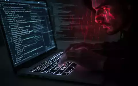 Schattenhafte Hände tippen auf Laptop mit rotem, bedrohlichem Bildschirmlicht, das Trojaner und Cyberbedrohungen darstellt. - Foto: über boerse-global.de
