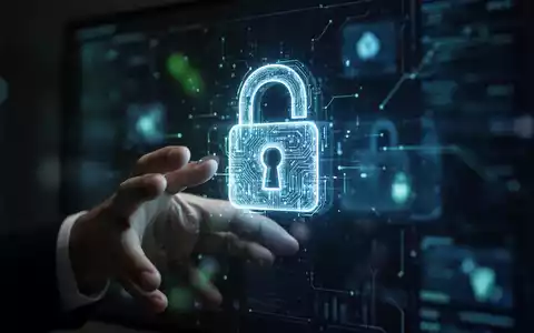 Eine Hand berührt ein leuchtendes digitales Schloss-Symbol auf einem Bildschirm, das Cybersicherheit und Finanzbetrug symbolisiert. - Foto: über boerse-global.de
