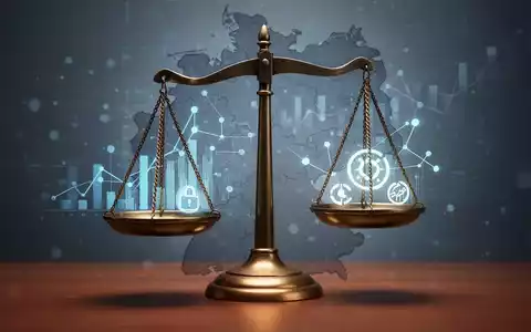 Digitale Waage mit Datenpunkten und Compliance-Symbolen, überlagert von einer subtilen Deutschlandkarte, die digitale Regulierung darstellt. - Foto: über boerse-global.de
