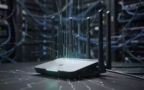 Nahaufnahme eines modernen WLAN-Routers mit digitalen Linien, die Datenfluss und versteckte Schwachstellen symbolisieren. - Foto: über boerse-global.de