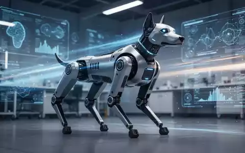 Fortschrittlicher vierbeiniger Roboter in einem Hightech-Labor mit leuchtenden digitalen Schnittstellen. - Foto: über boerse-global.de