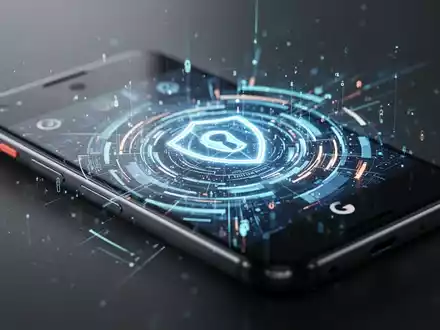 Nahaufnahme eines modernen Smartphones mit leuchtendem digitalem Interface, das mobile Sicherheitsupdates und Softwarestabilität symbolisiert. - Foto: über boerse-global.de